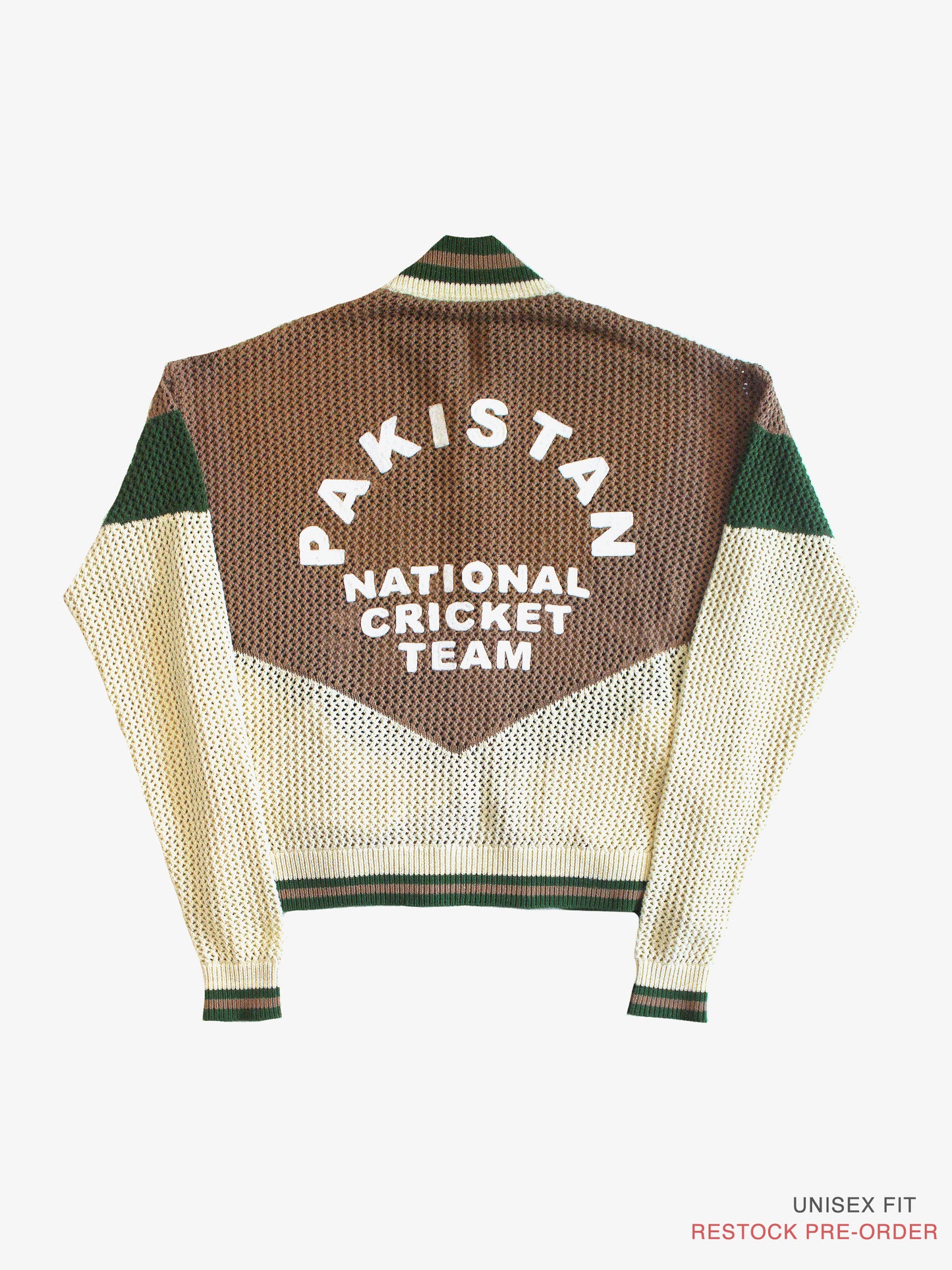 Crochet Knitted Pakistan Team Warm-Up Jacket: PRE-ORDER (Aug)