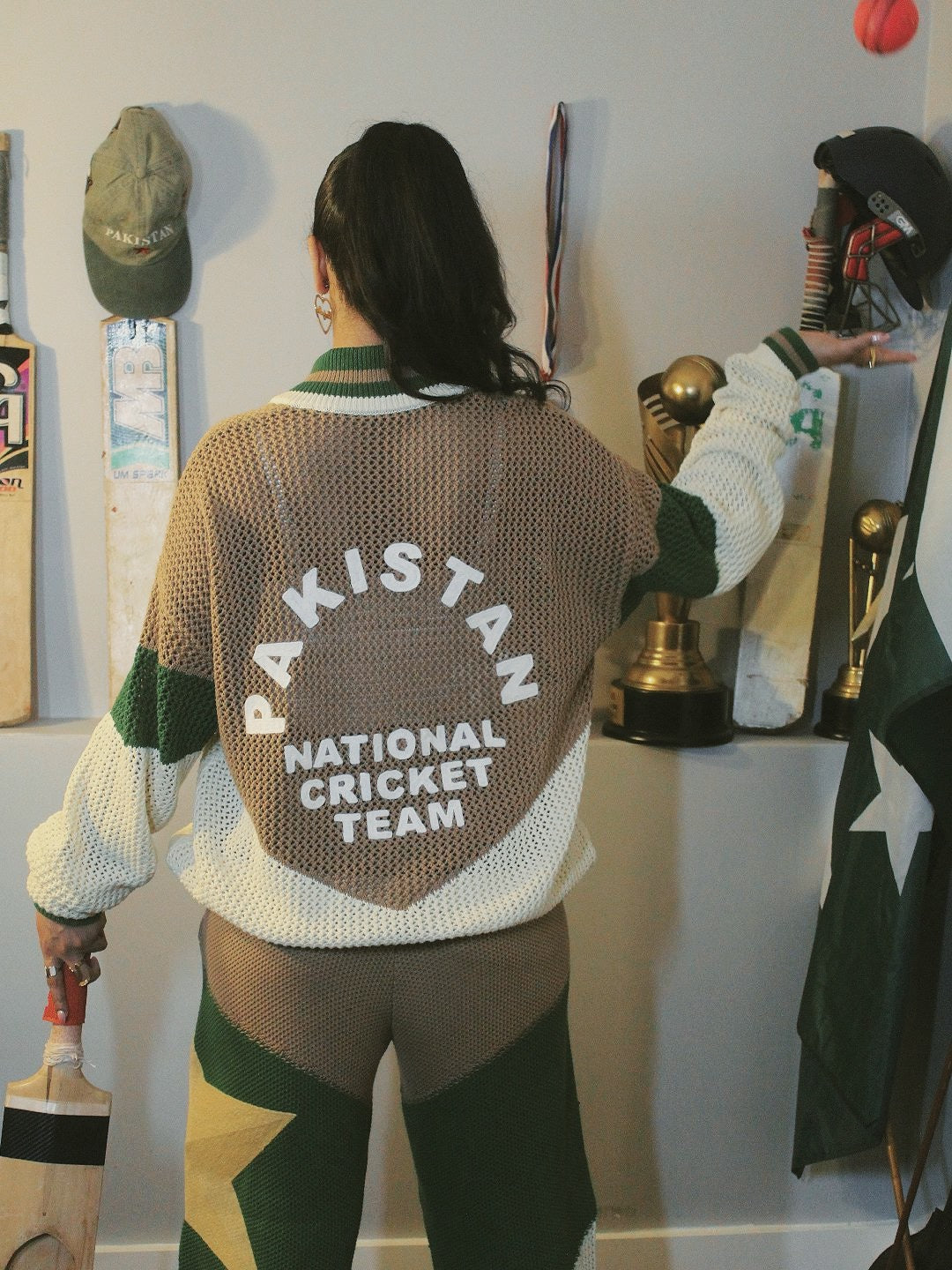 Crochet Knitted Pakistan Team Warm-Up Jacket