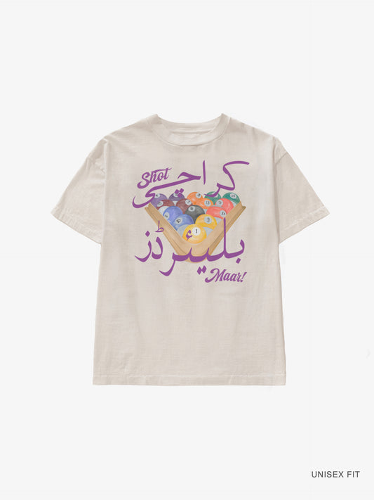 Merch | Karachi Billiards "Shot Maar" Classic Tee : Natural