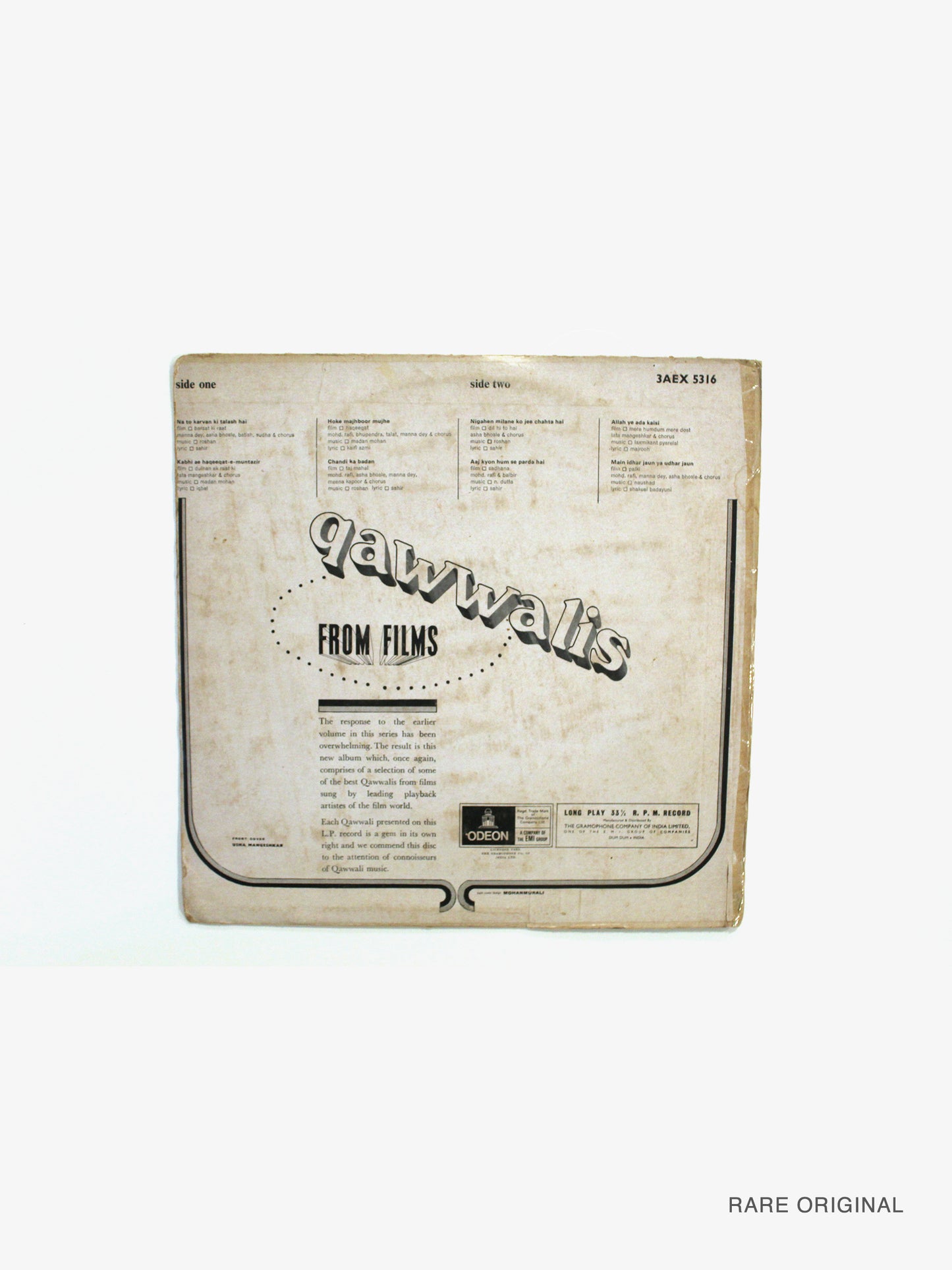 Vintage | 1970 "Quwwalis From Films" Vinyl Record