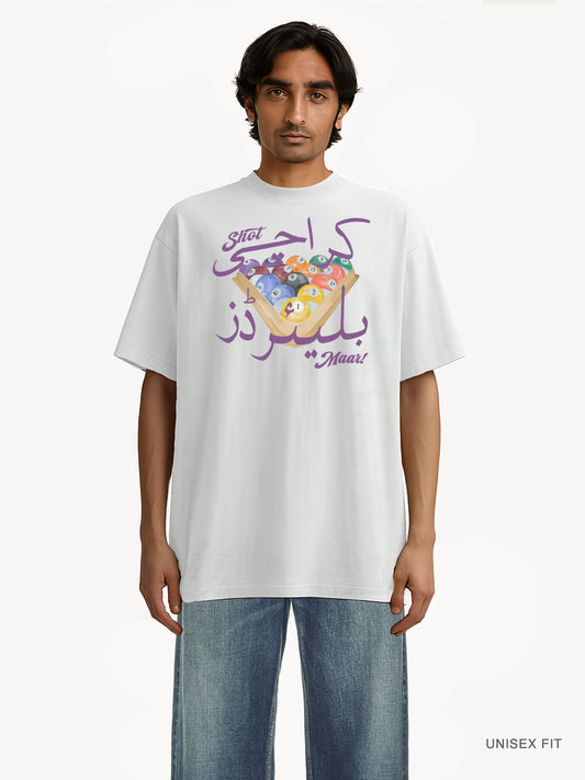 Premium Oversized | Karachi Billiards "Shot Maar" Organic Cotton Tee
