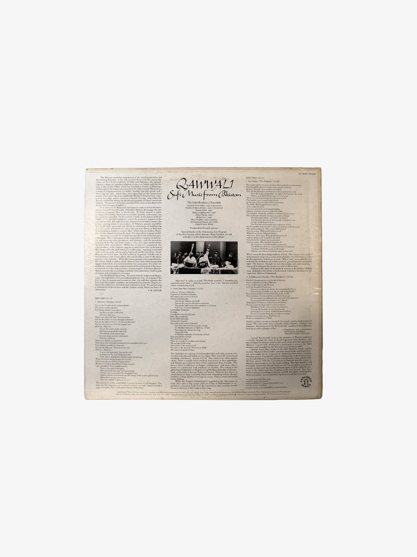 Vintage | 1978 Sabri Brothers Qawwali Vinyl