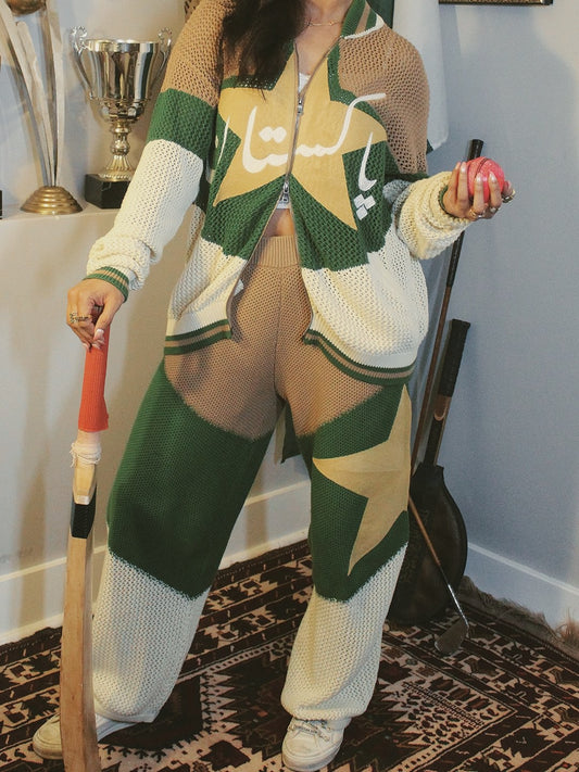 Ships Now | Crochet Knitted Pakistan Team Warm-Up Pants