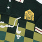 Club Patchwork Textured Knit Cricket Jersey: Green Checkered