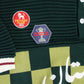 Club Patchwork Textured Knit Cricket Jersey: Green Checkered