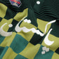 Club Patchwork Textured Knit Cricket Jersey: Green Checkered