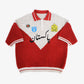 Club Patchwork Textured Knit Cricket Jersey: Red/Cream