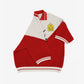 Club Patchwork Textured Knit Cricket Jersey: Red/Cream