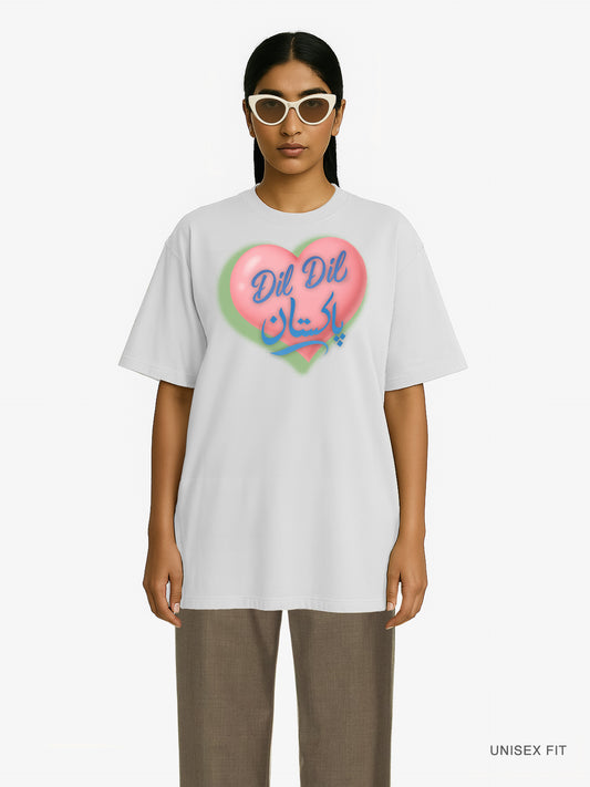 Premium Oversized | Air-Brush "Dil Dil Pakistan" Organic Cotton Tee