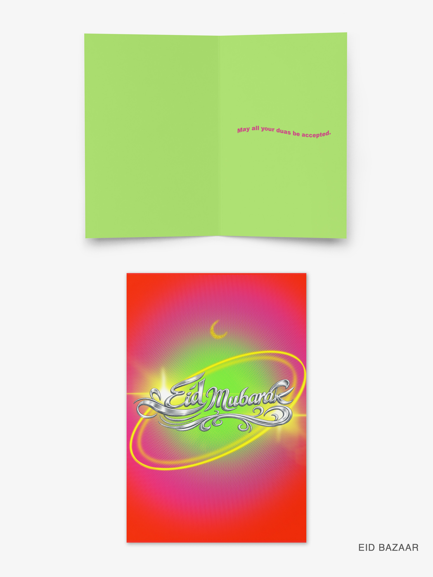 Funky Eid Mubarak Card: Red Glow