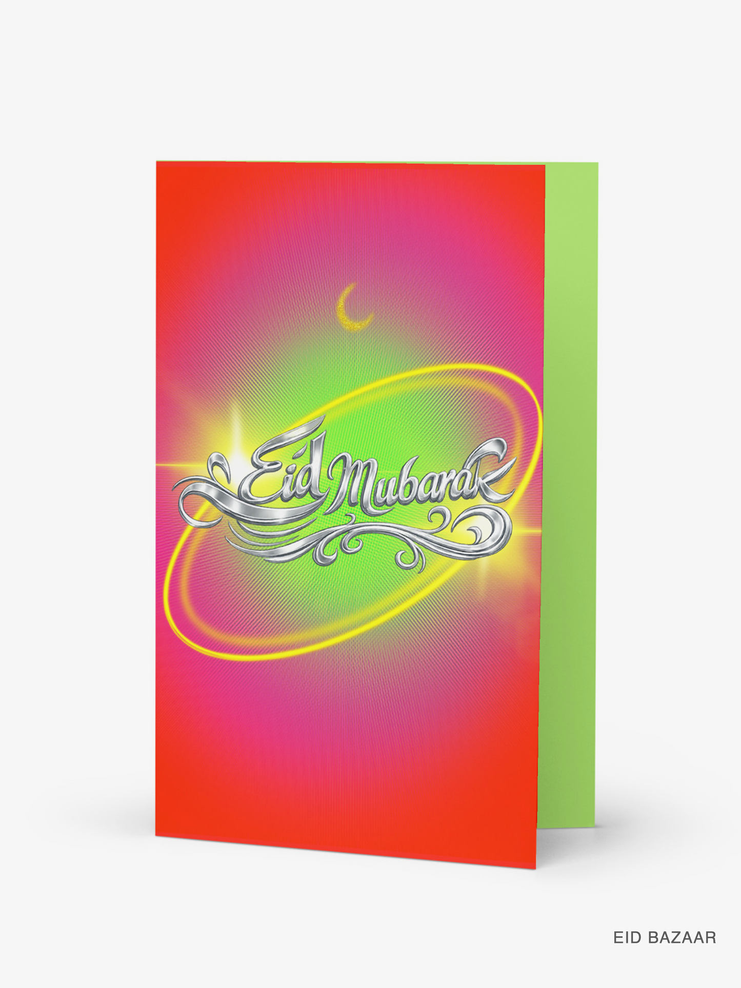 Funky Eid Mubarak Card: Red Glow