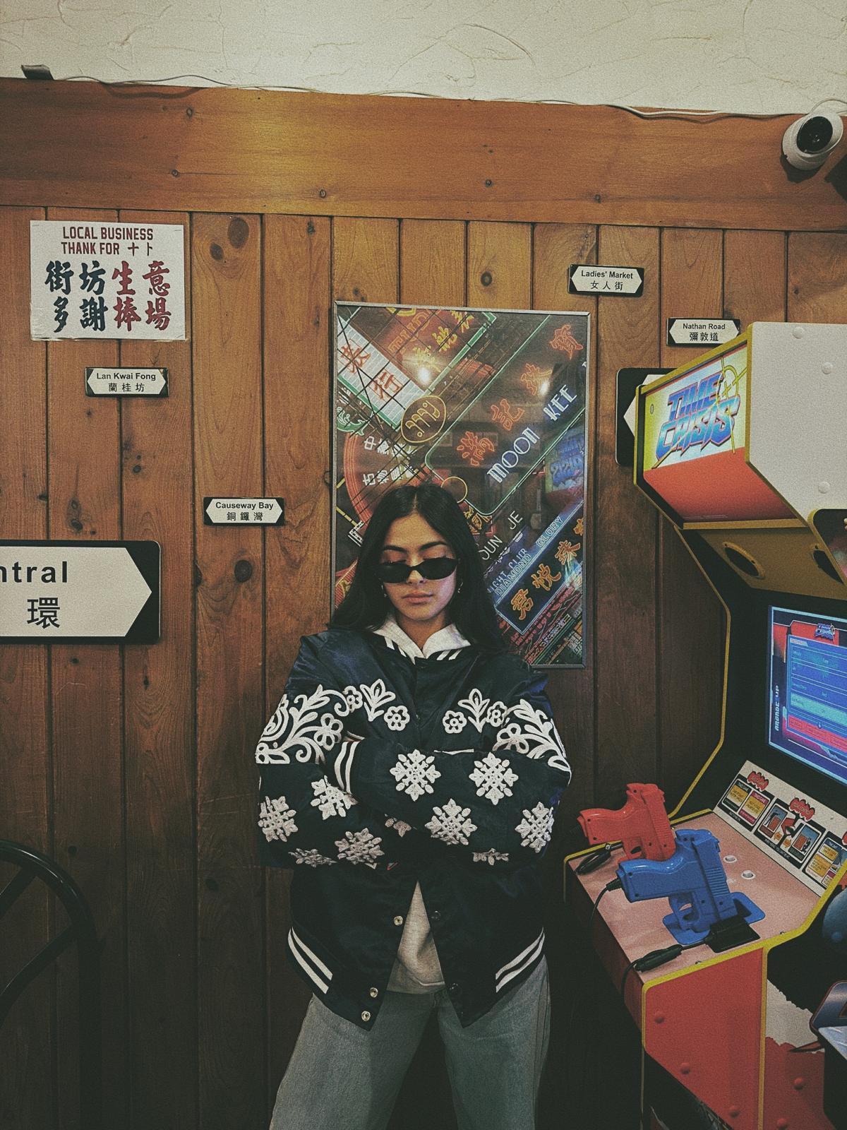 NY "Diaspora Yanks" Satin Baseball Jacket: Navy