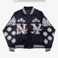 NY "Diaspora Yanks" Satin Baseball Jacket: Navy