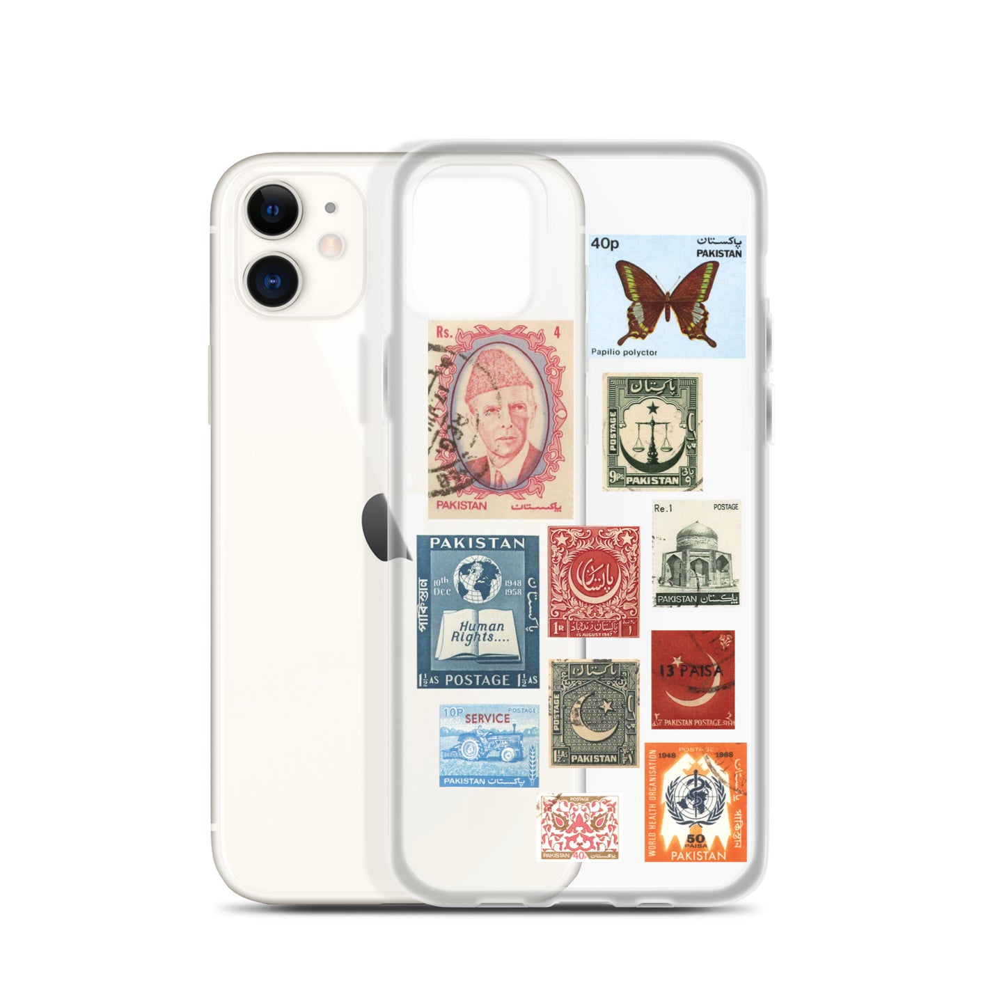 Pakistan Vintage Stamps Clear iPhone Case