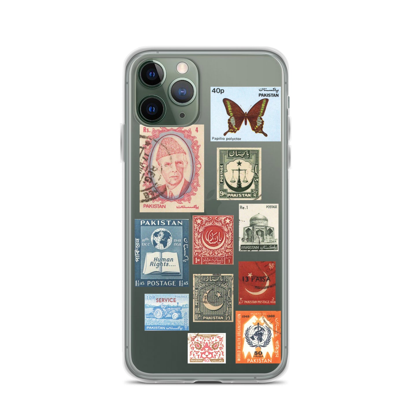 Pakistan Vintage Stamps Clear iPhone Case