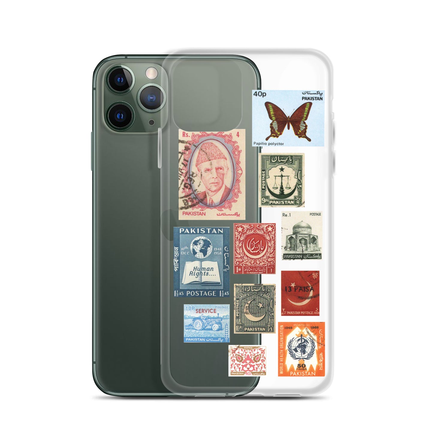 Pakistan Vintage Stamps Clear iPhone Case