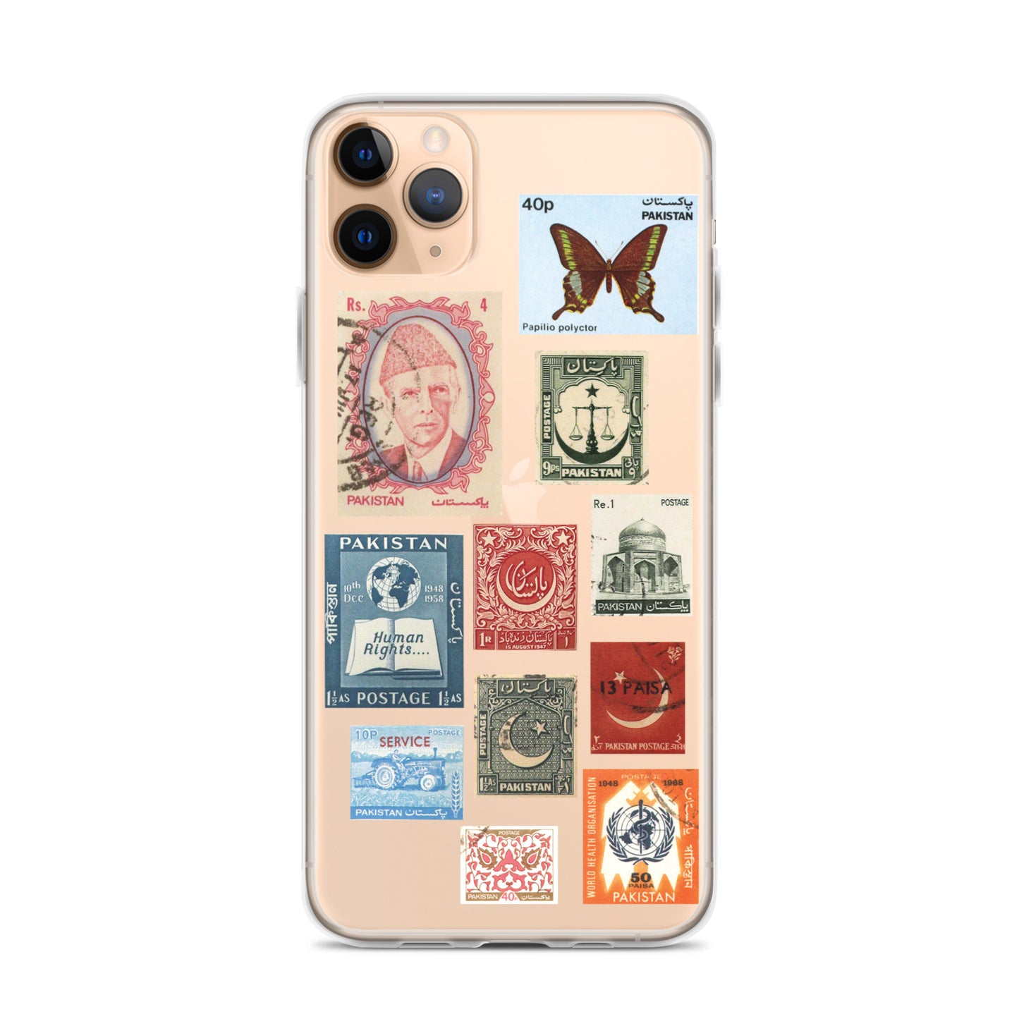 Pakistan Vintage Stamps Clear iPhone Case