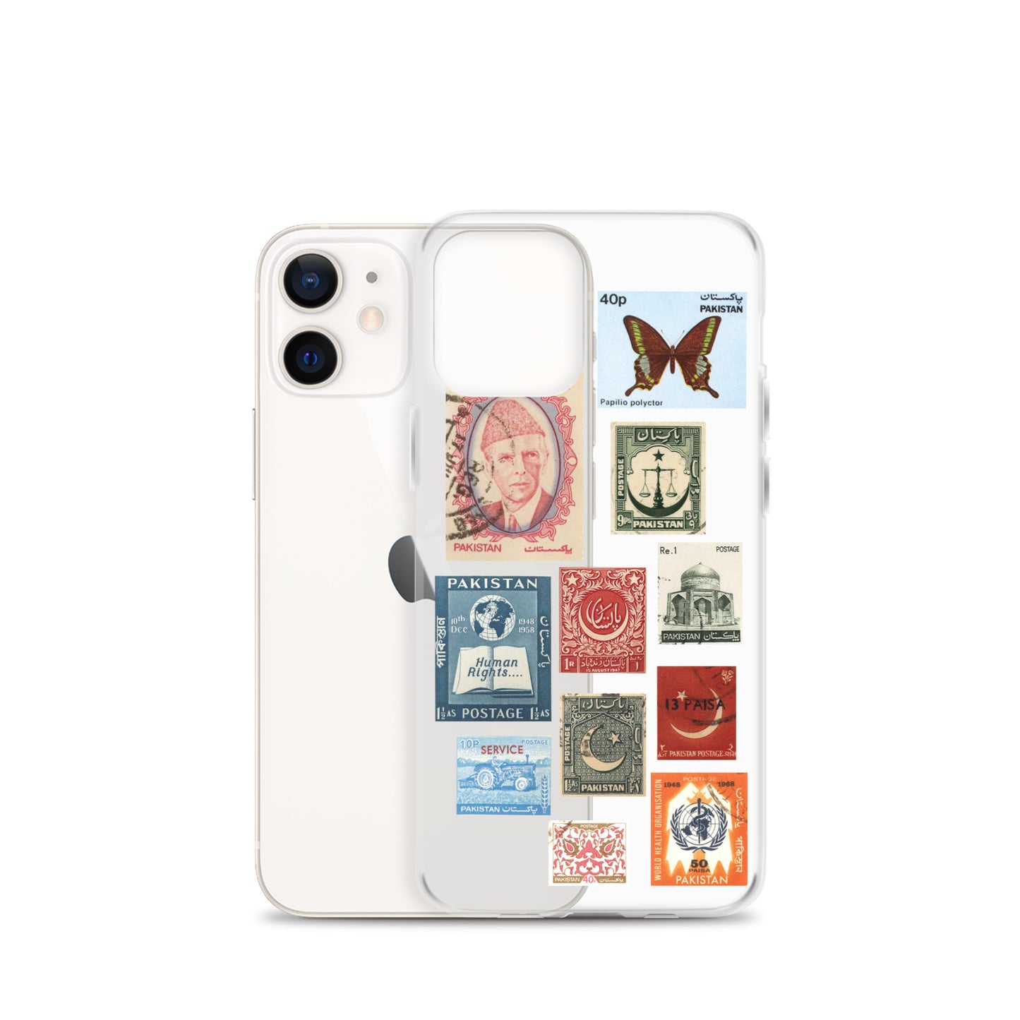 Pakistan Vintage Stamps Clear iPhone Case