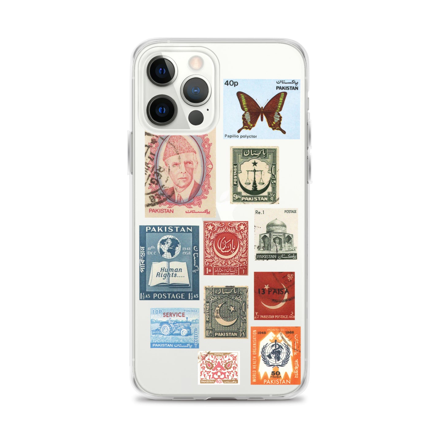 Pakistan Vintage Stamps Clear iPhone Case