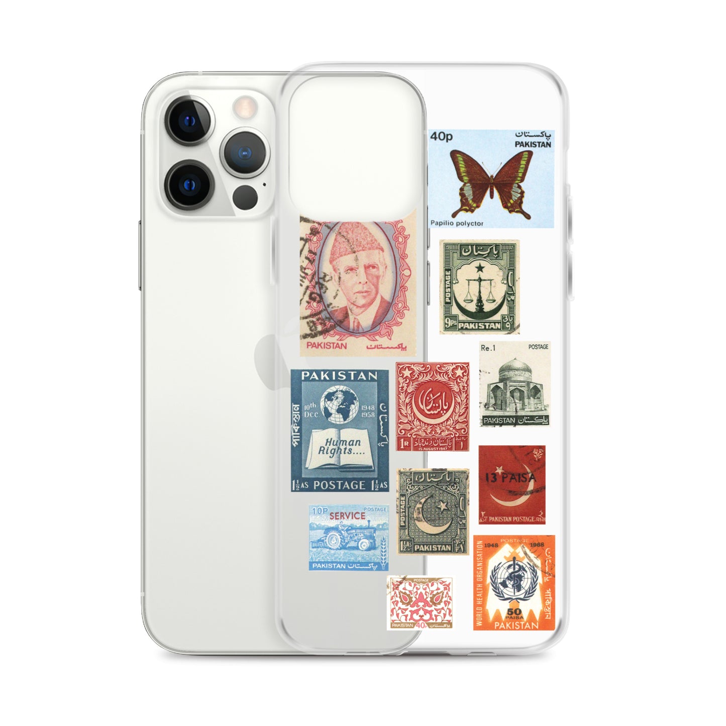 Pakistan Vintage Stamps Clear iPhone Case