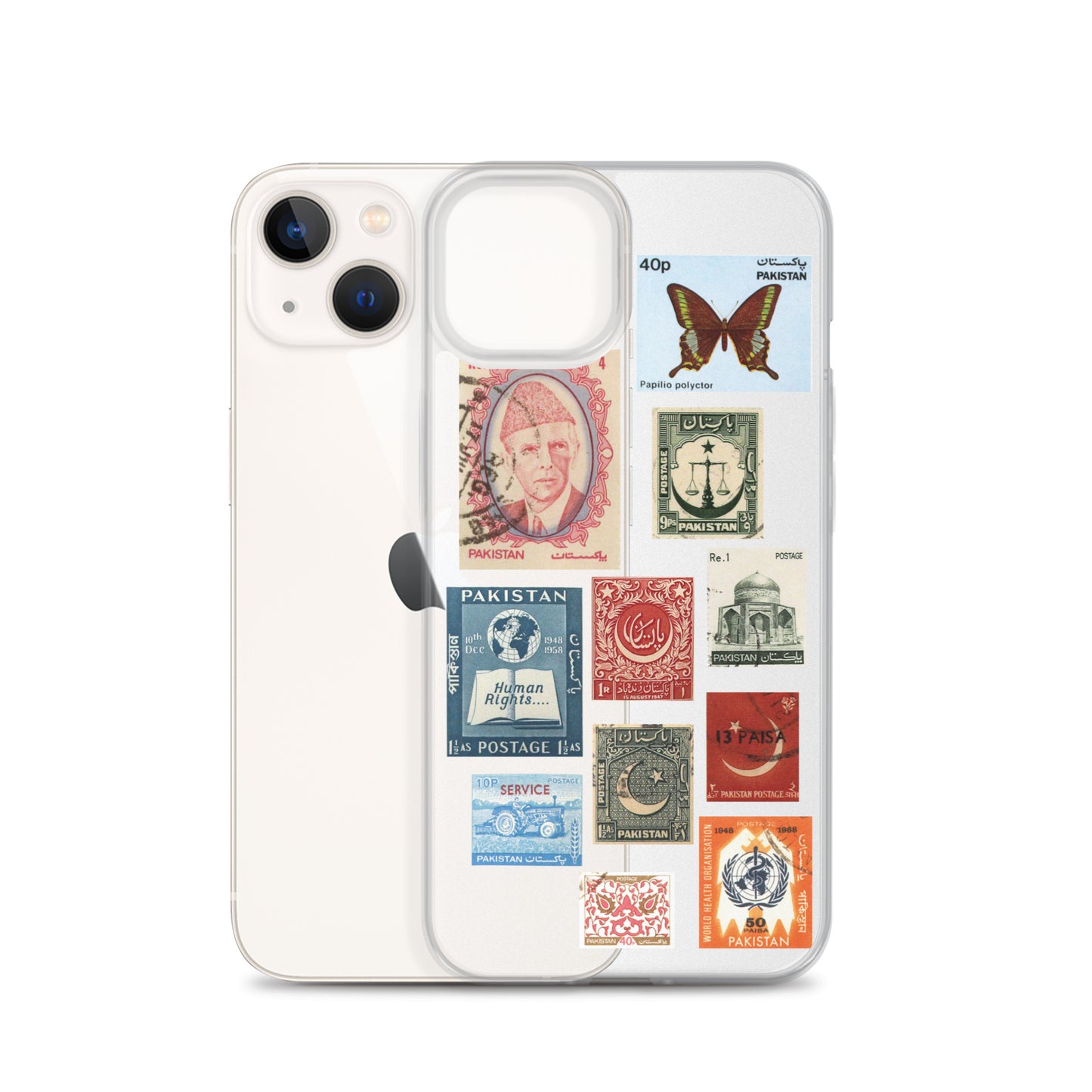 Pakistan Vintage Stamps Clear iPhone Case