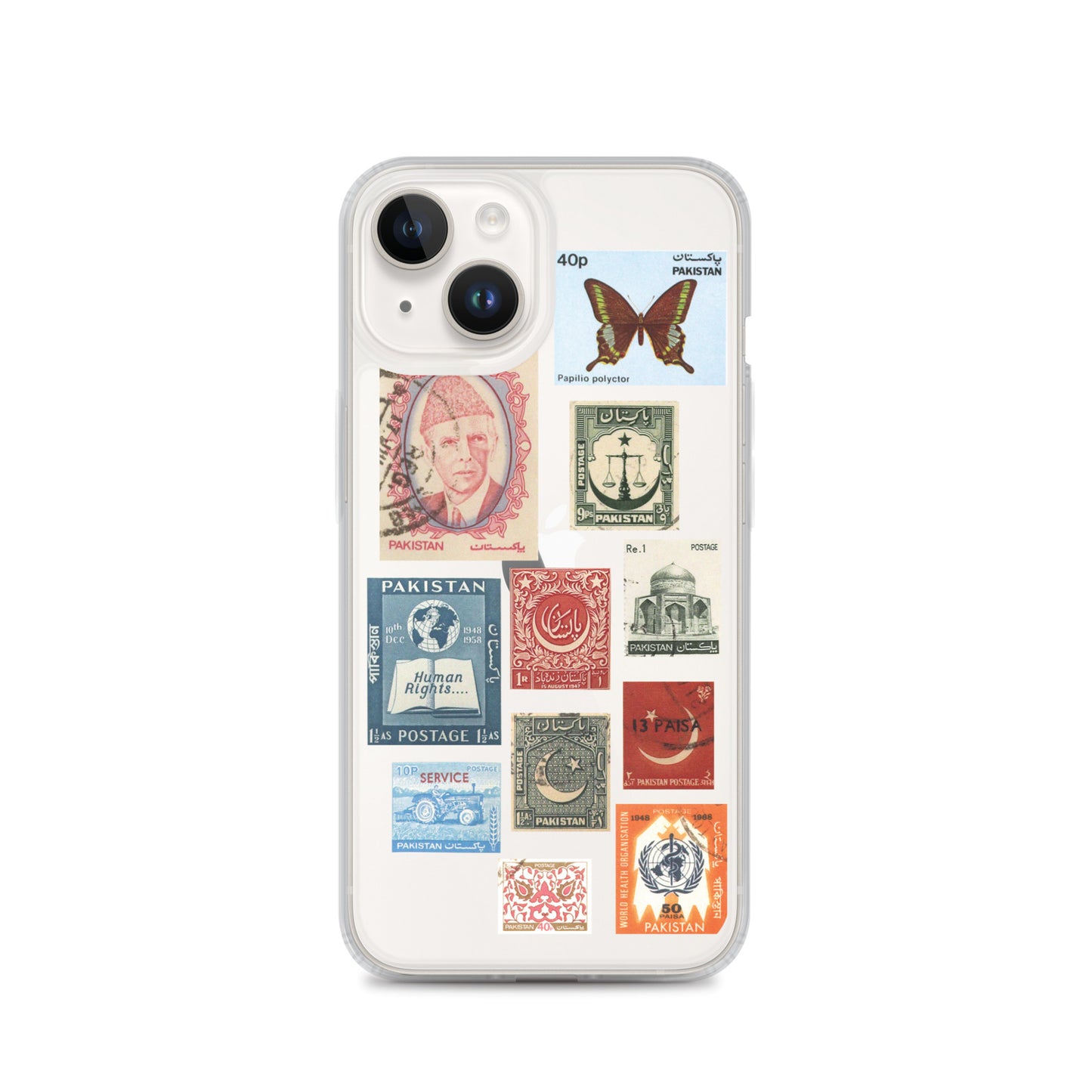 Pakistan Vintage Stamps Clear iPhone Case