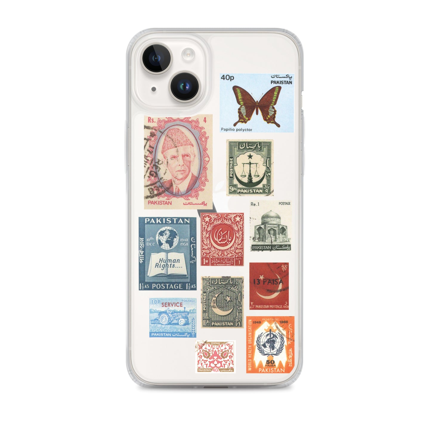 Merch | Pakistan Vintage Stamps Clear iPhone Case