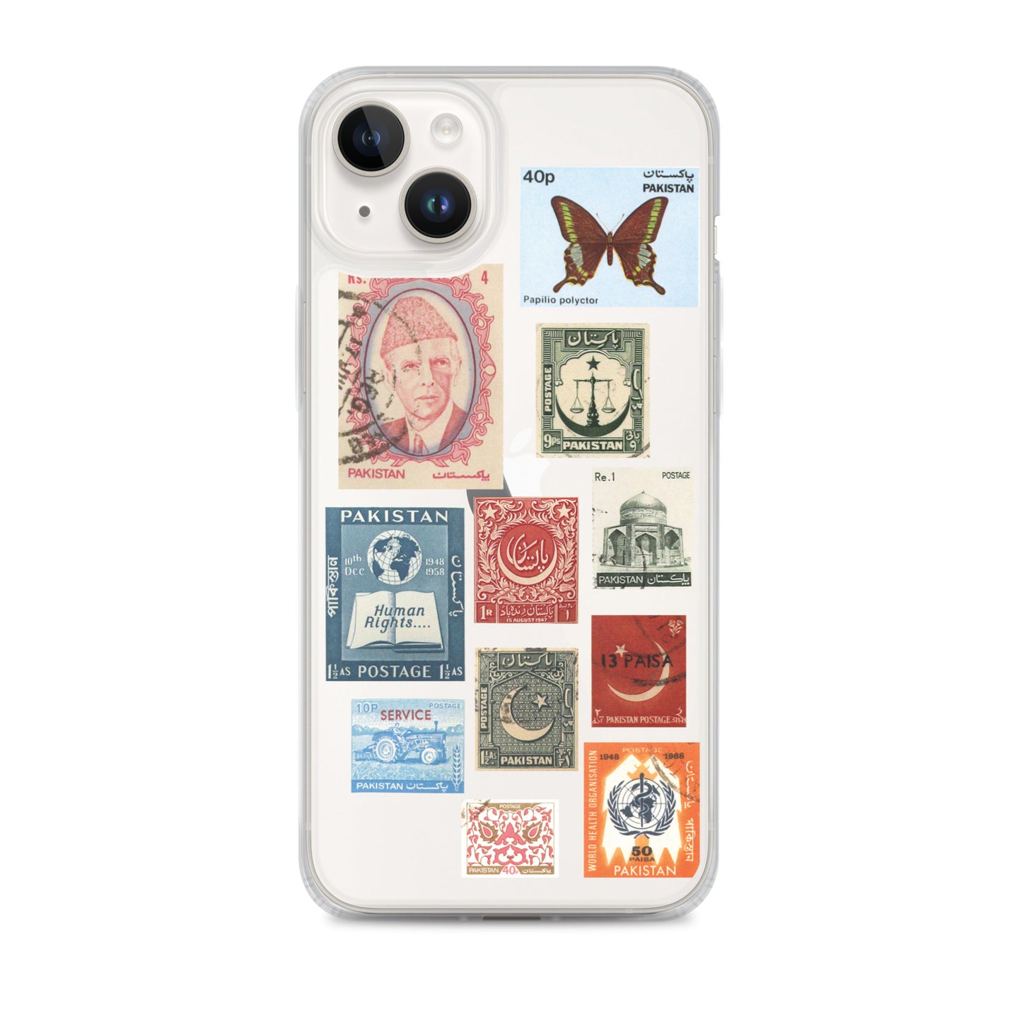 Pakistan Vintage Stamps Clear iPhone Case