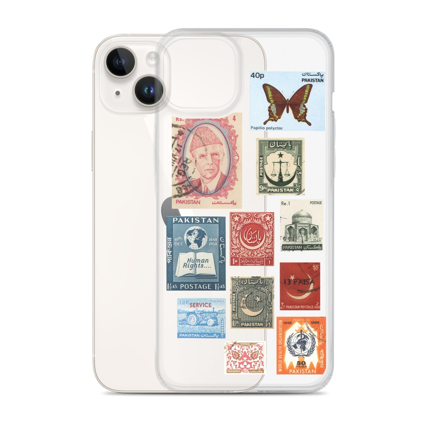 Pakistan Vintage Stamps Clear iPhone Case