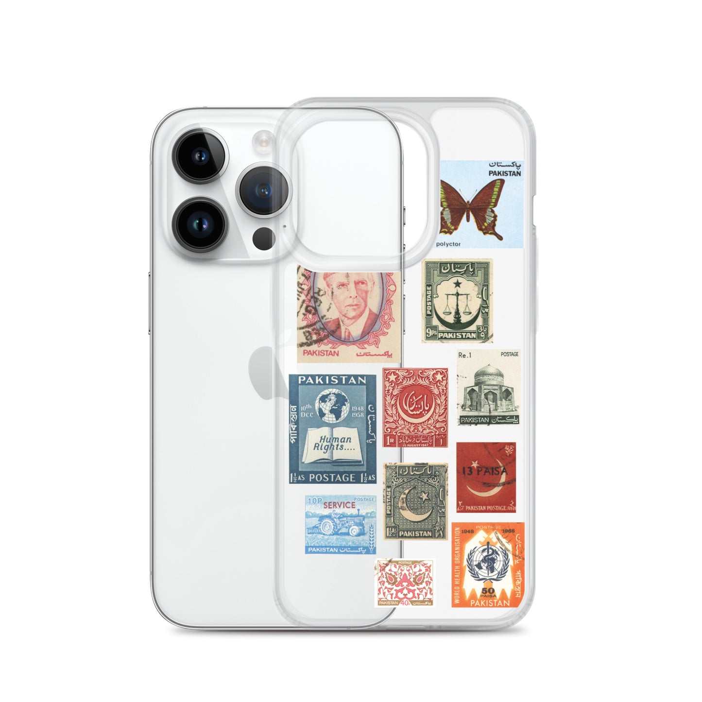 Pakistan Vintage Stamps Clear iPhone Case