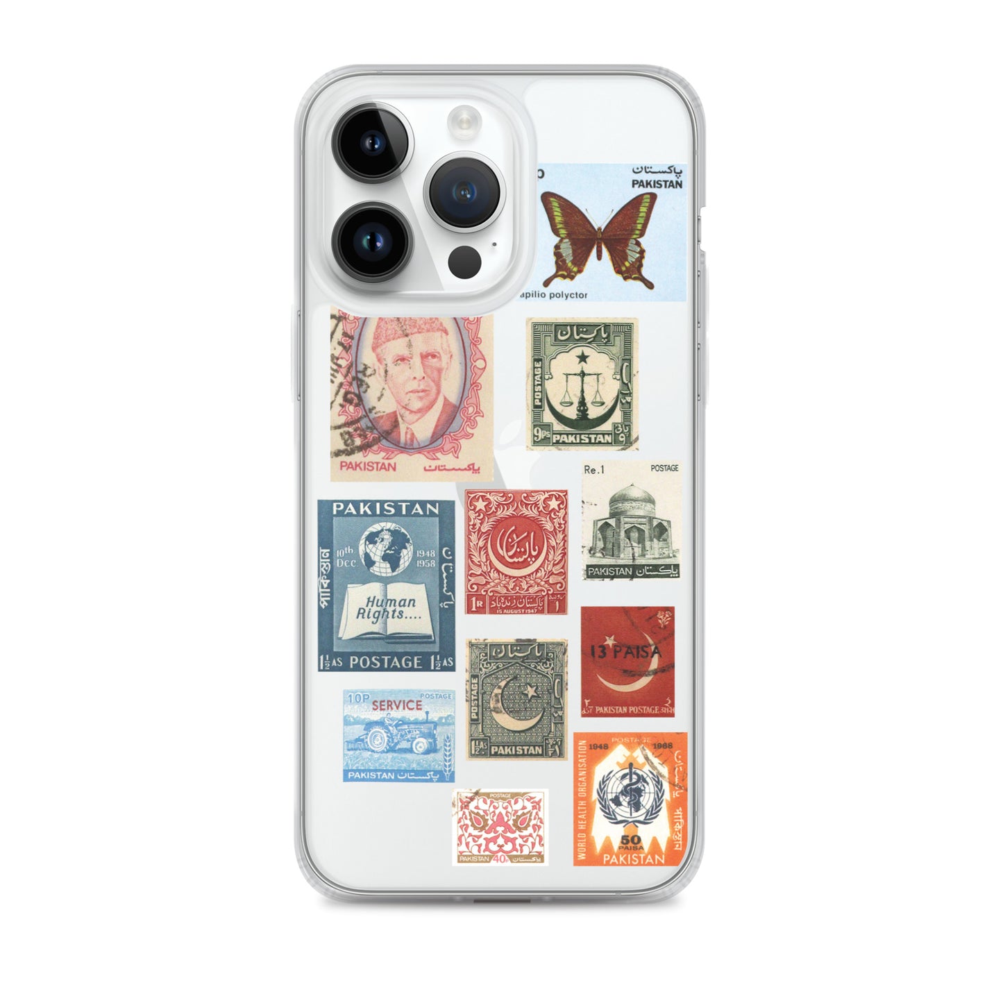 Pakistan Vintage Stamps Clear iPhone Case