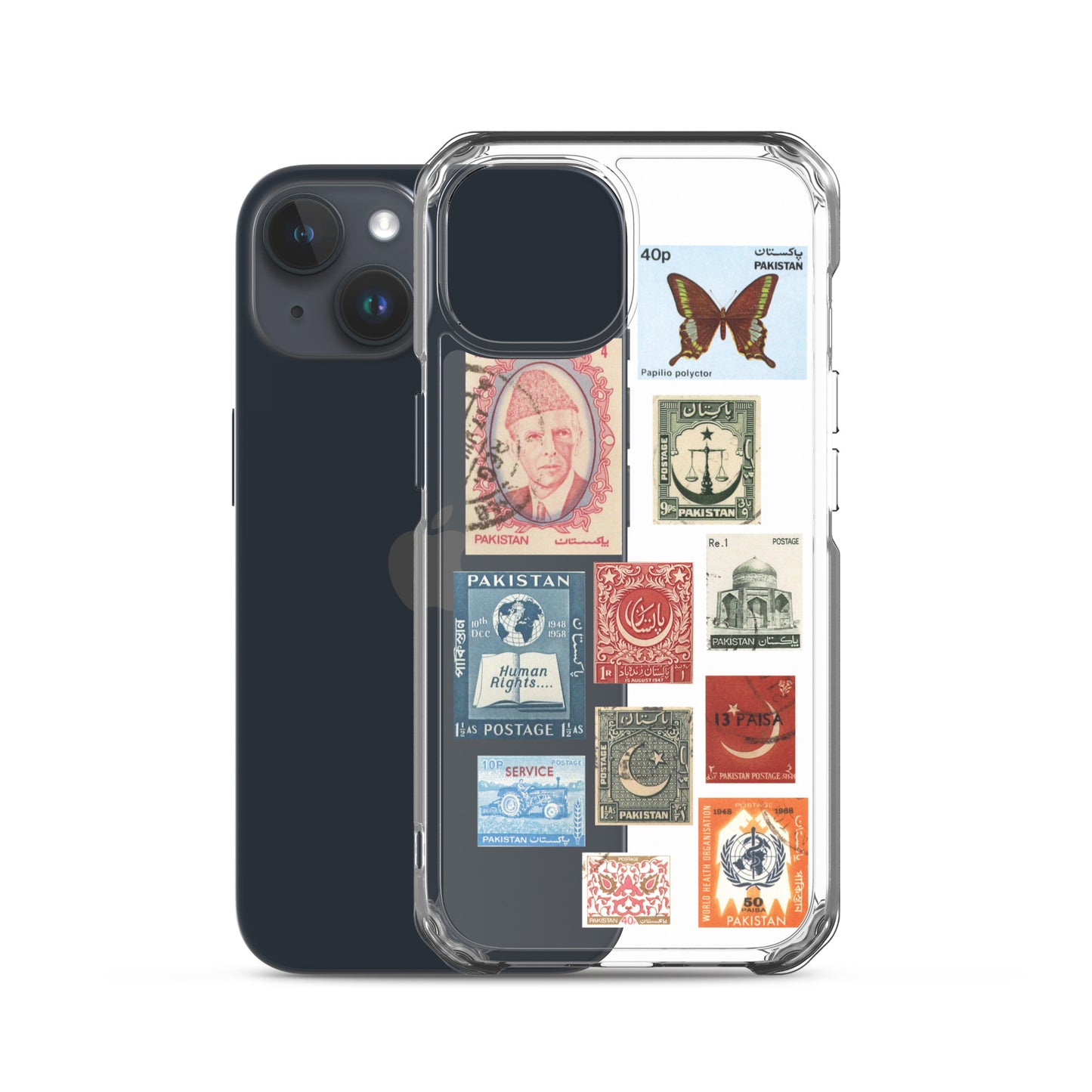 Merch | Pakistan Vintage Stamps Clear iPhone Case