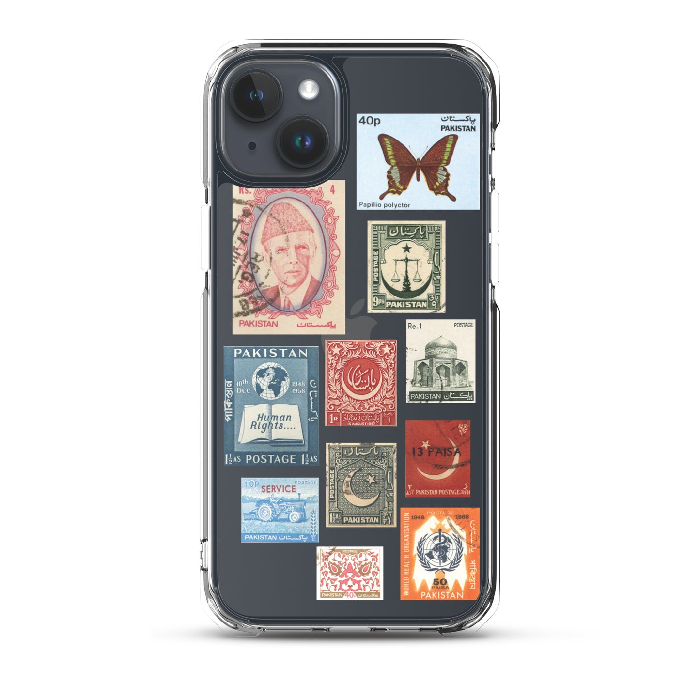 Pakistan Vintage Stamps Clear iPhone Case