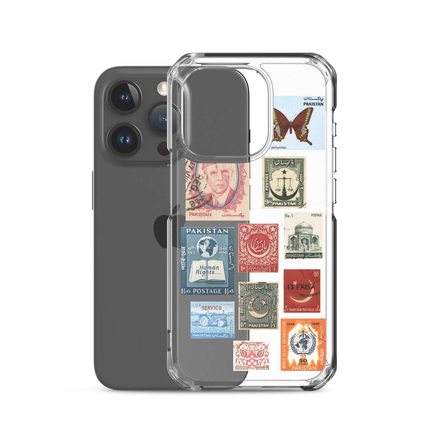 Pakistan Vintage Stamps Clear iPhone Case