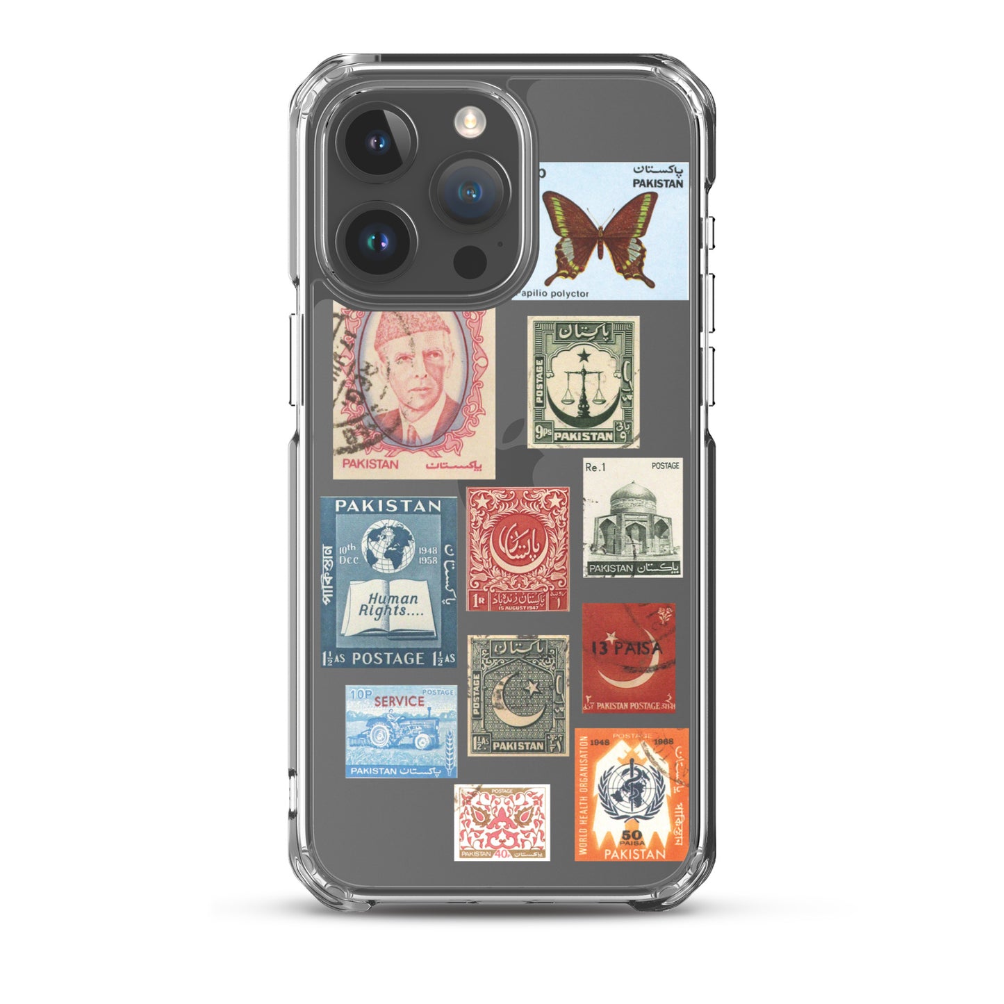 Pakistan Vintage Stamps Clear iPhone Case