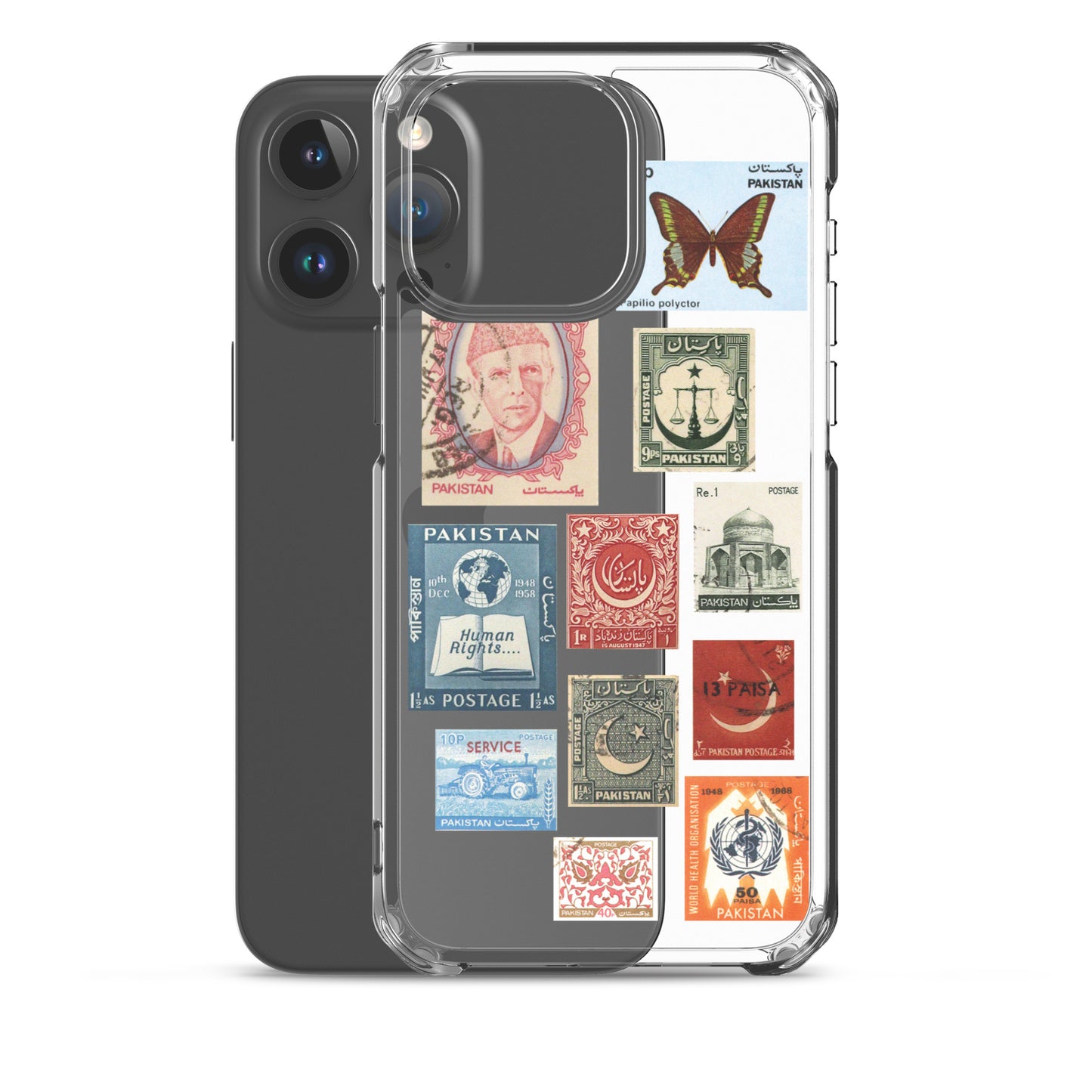 Pakistan Vintage Stamps Clear iPhone Case