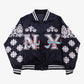 NY "Diaspora Yanks" Satin Baseball Jacket: Navy