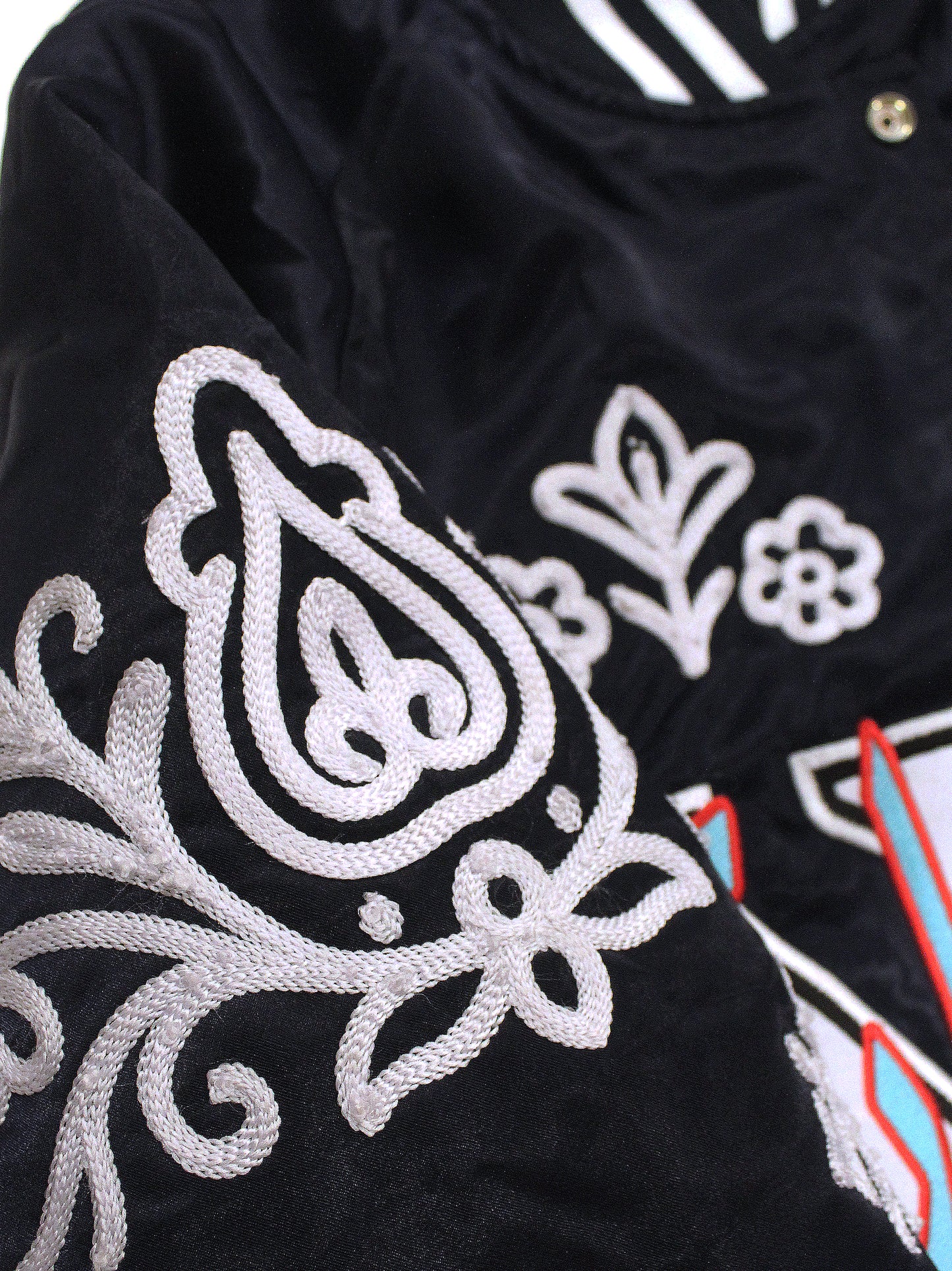 NY "Diaspora Yanks" Satin Baseball Jacket: Navy