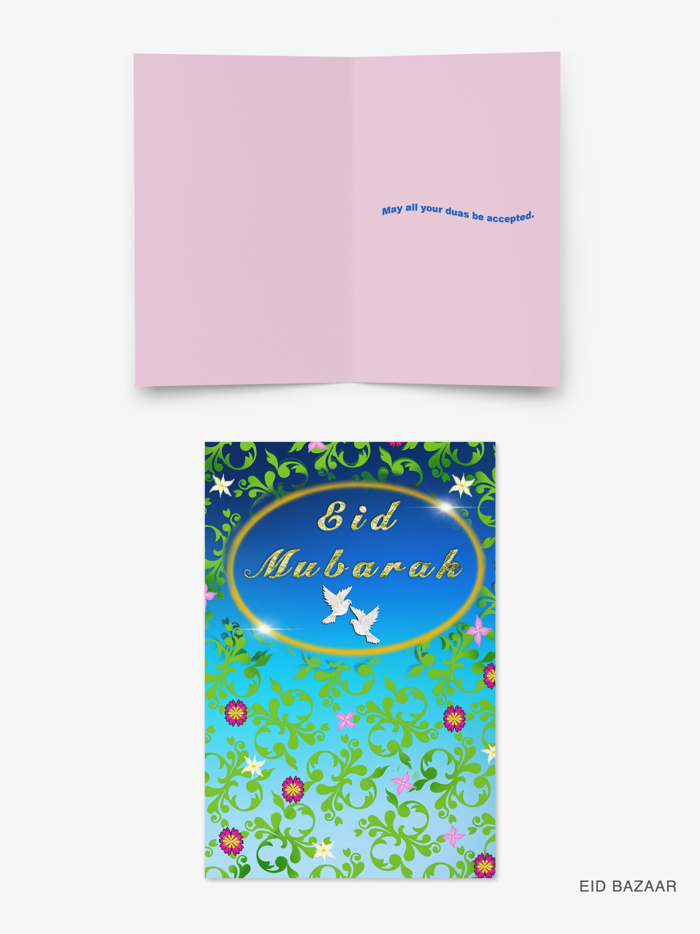 Funky Eid Mubarak Card: Blue Gradient