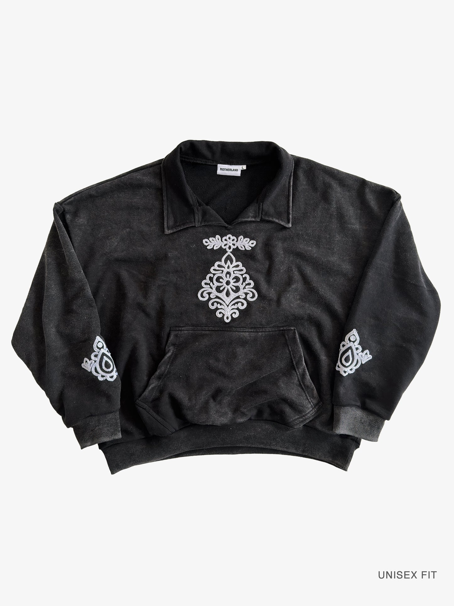 Washed French-Terry Collared Pullover: Motif 001