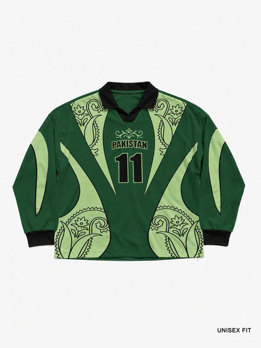 Goal Keeper LS Pakistan Motif Cotton Jersey: #11 Green