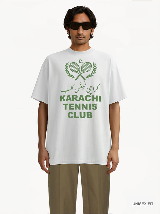 Premium Oversized | "Karachi Tennis Club" Organic Cotton Tee
