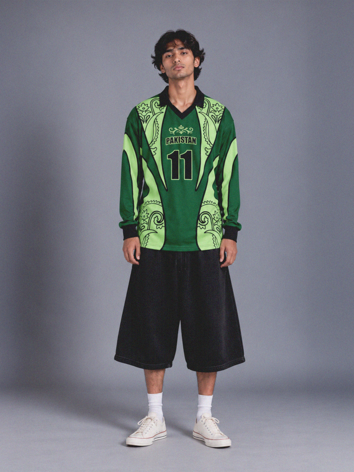 Goal Keeper LS Pakistan Motif Cotton Jersey: #11 Green