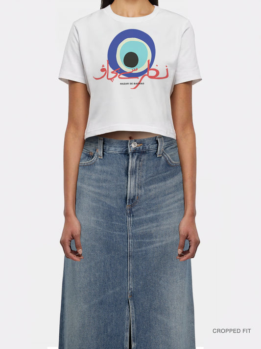 WMNS | "Nazar Se Bachao" Evil Eye Cropped Tee