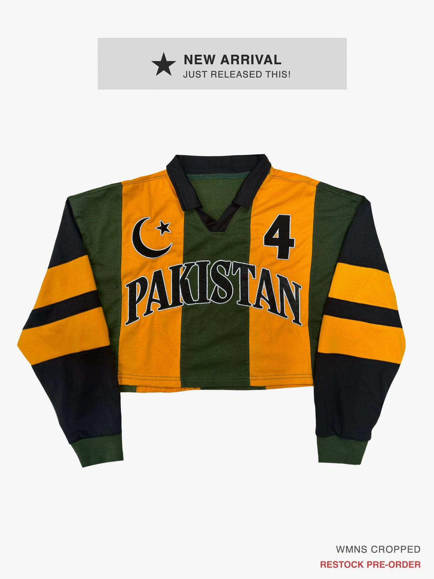 (Cropped) Goal Keeper LS Pakistan Striped Cotton Jersey: #4 | Restock Pre-Order