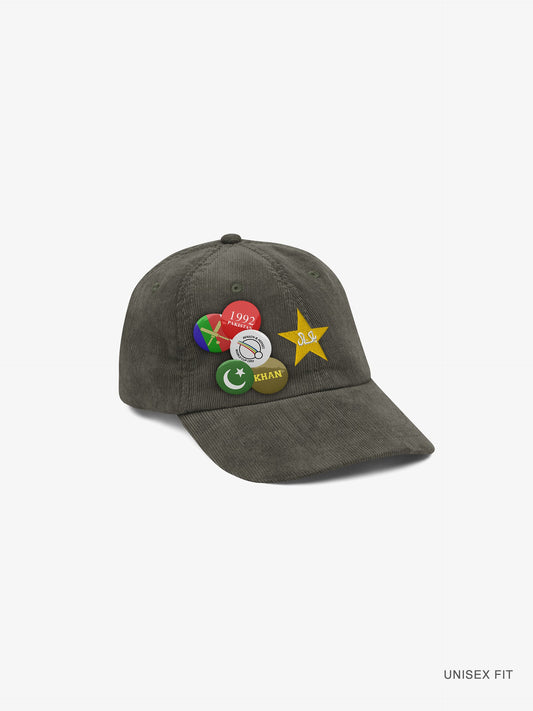 Merch | Pakistan Cricket Pin Corduroy Cap in Olive