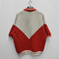 Club Patchwork Textured Knit Cricket Jersey: Red/Cream