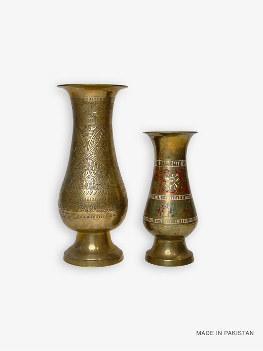 Vintage | Hand-Tooled Brass Vases Mismatched Set